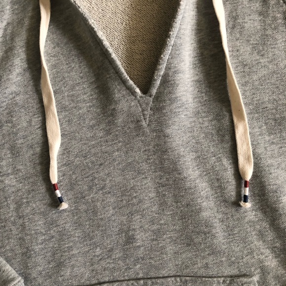 J. Crew V-neck Cotton Terry Hoodie Heather Grey Large NWOT - Picture 6 of 9